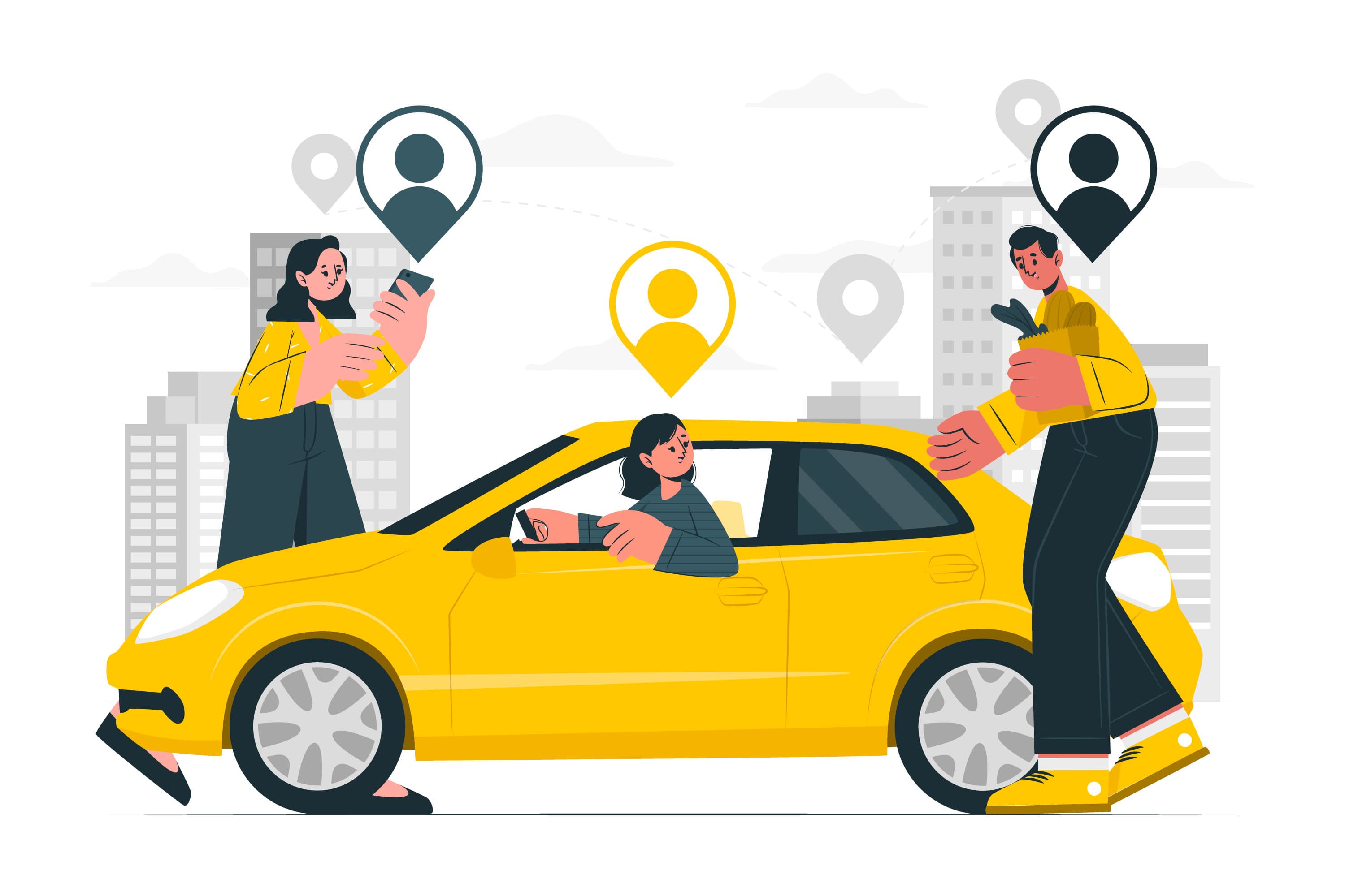 Illustration showing benefits of ridesharing